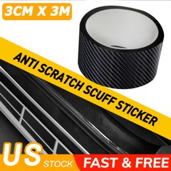 10FT Carbon Fiber Adhesive Tape Car Door Sill Protector Strip Anti Scratch Scuff