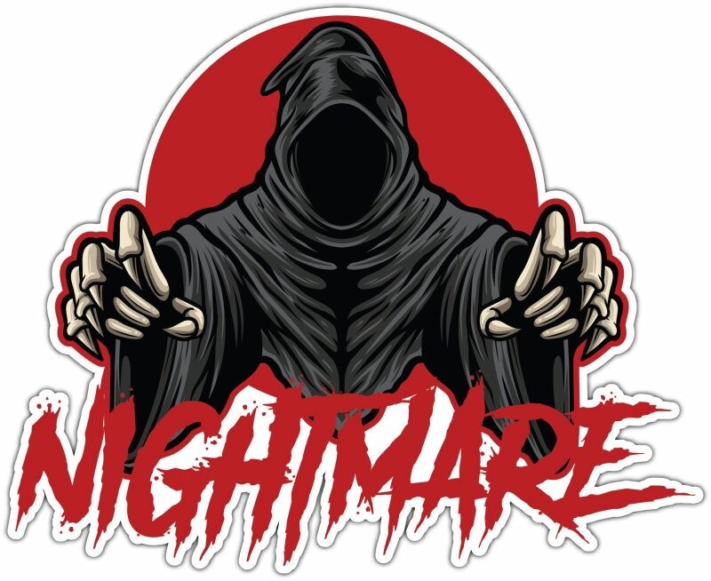 Nightmare Grim Reaper Scythe Death Skull Car Bumper Vinyl Sticker Decal 5″X4″