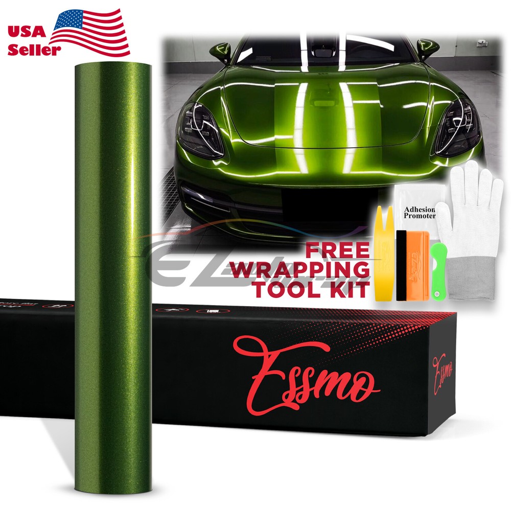 ESSMO PET Super Gloss Metallic Mamba Green Vehicle Vinyl Wrap Decal Like Paint