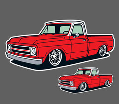 Chevy c10 1967 1698 1969 1970 1972 Sticker Decal Illustrated Pickup Truck Window
