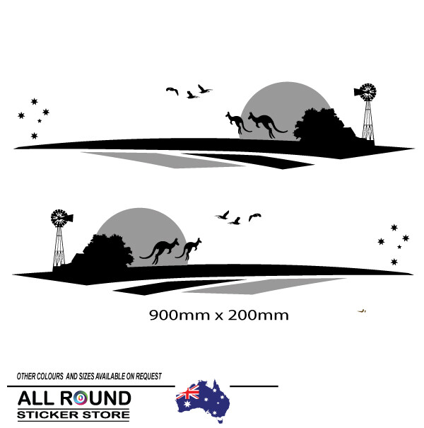 KANGAROO Vehicle Stripes Vehicle Boat RV Campervan Caravan Motorhome, windmill