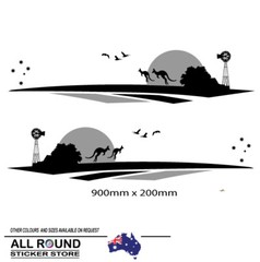 KANGAROO Vehicle Stripes Vehicle Boat RV Campervan Caravan Motorhome, windmill