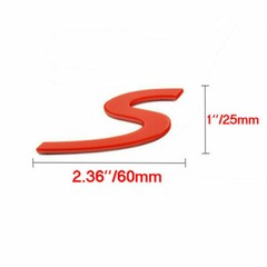 Red/Black/Silver S Leter Badge Sticker Rear Trunk Tailgate Emblem Decor