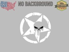 Army Military Star Punisher Skull Distressed Vinyl Decal Sticker truck window
