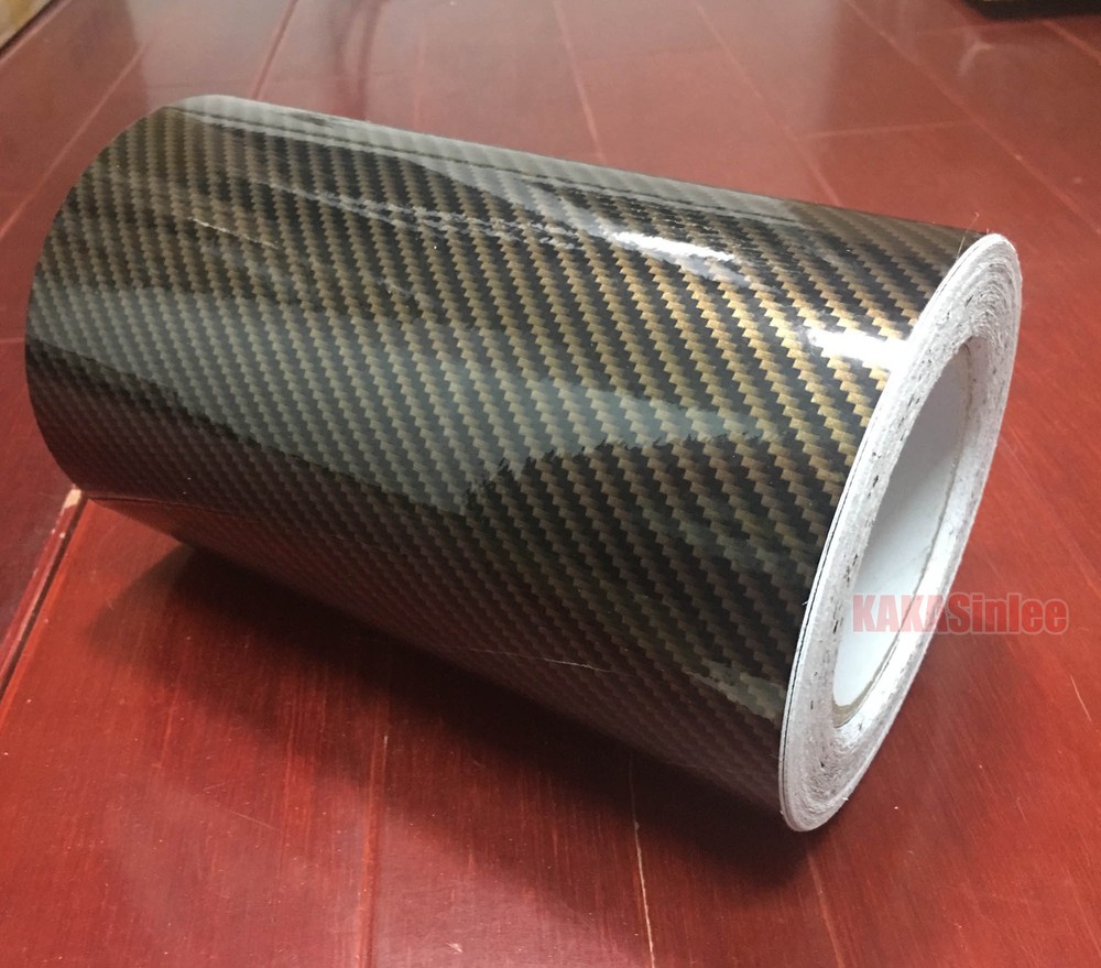 Multi-function – 8″ Wide Brown 2D Glossy Carbon Fiber Vinyl Tape Wrap Sticker CF