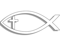 5×6 inch Ichthys Christian Fish With Cross Bumper Sticker (christian car decal)