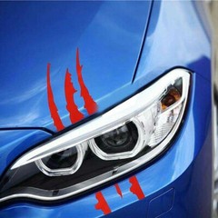 3pcs/set Red Monster Claw Paw Scratch Sticker for Car Headlight Hood Side Fender