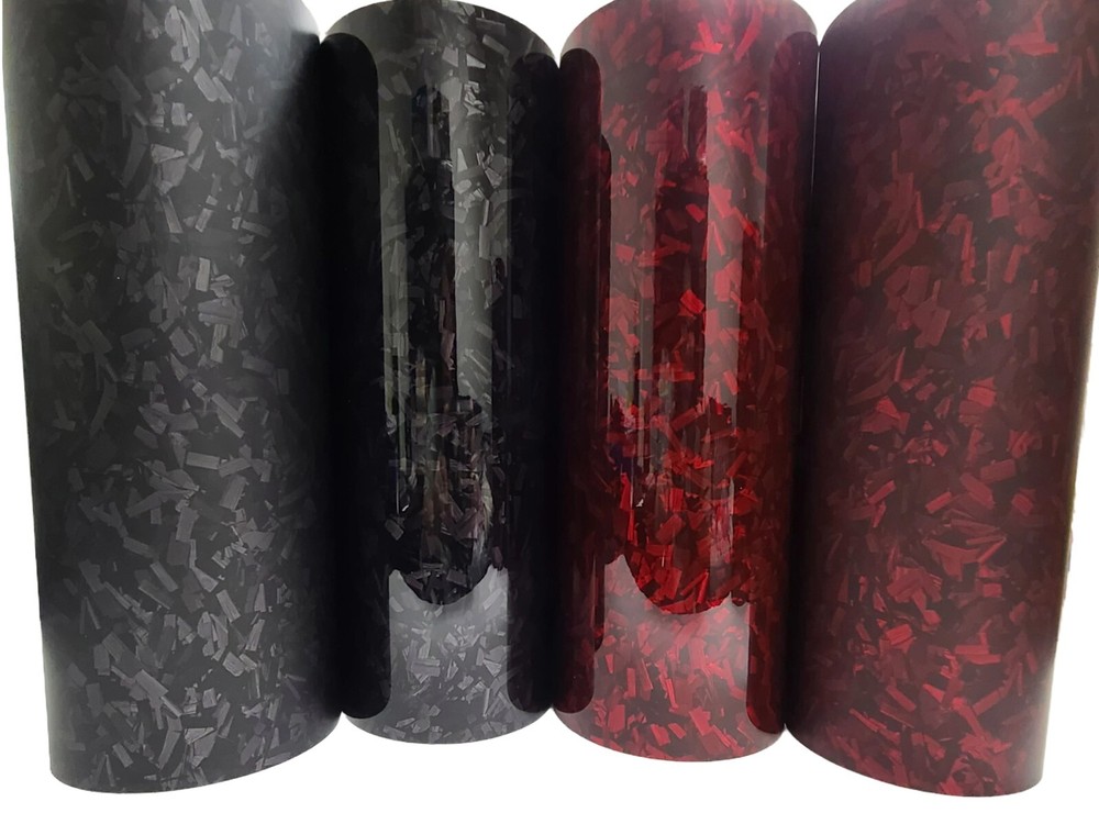 Premium Infused Forged Carbon Fiber Black Red Vinyl Car Wrap Sticker Film Roll