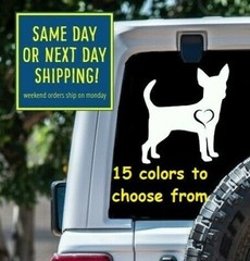 8 Size Chihuahua Heart Car Window Decal Sticker Love MacBook Laptop Tablet gift