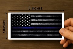 USA Flag Sticker – 3×6 Inches – Distressed Thin Blue Line Flag