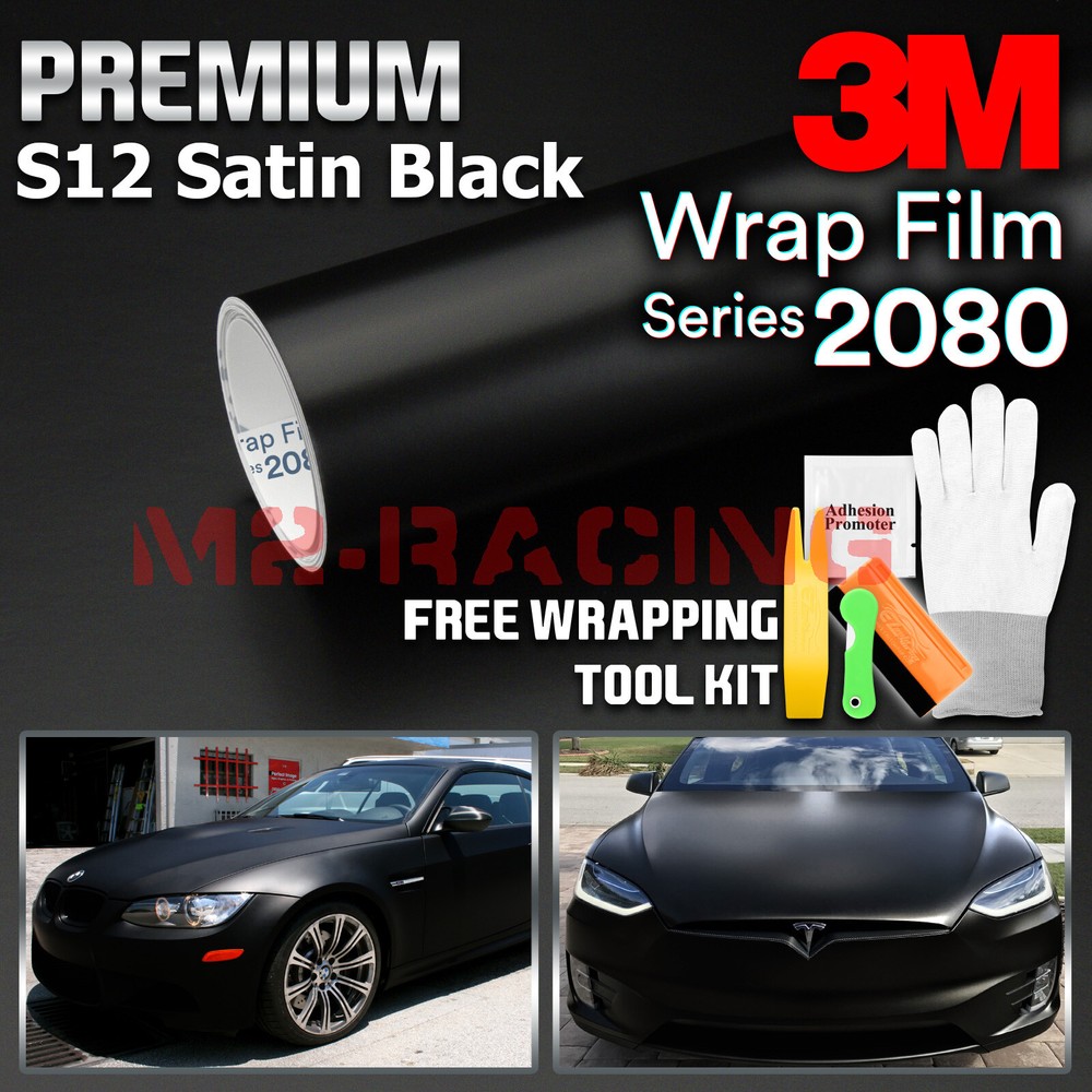 Genuine 3M 2080 Series S12 Satin Black Vinyl Wrap Car Sticker Film Bubble Free