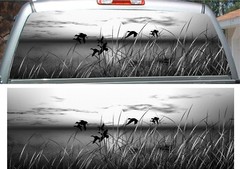 Duck grass grey scale hunting rear window view thru graphic decal wrap
