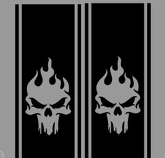 Flaming Skull bedside Stripe decals, 10″ x 46″, Set of 2 decals