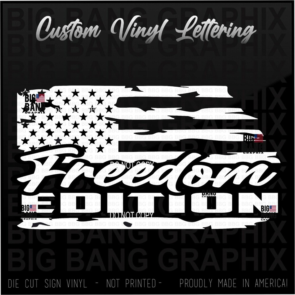 US Flag FREEDOM Edition Vinyl Decal Sticker Work For It Hard Work Blue Collar