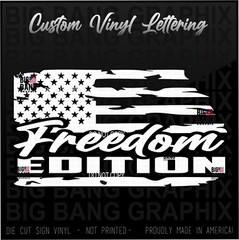 US Flag FREEDOM Edition Vinyl Decal Sticker Work For It Hard Work Blue Collar