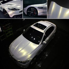 50FT x 5FT Flat White / Gold Pearl Chameleon Chrome Vinyl Wrap Car Sticker HDUS