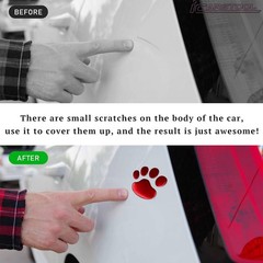 4 PCS 3D Red Dog Paw Car Decal Auto Bumper Window Laptops Decor Emblem Decal