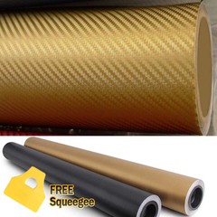 24″ x 60″ GOLD Carbon Fiber Vinyl Film Wrap 3D Bubble Free Air Release 2ft x 5ft