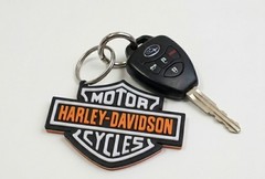 Custom Motorcycle Style Sponsor Keychain – HD Shield Orange Black & White