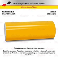 8″ Roll Vinyl Pinstriping Pin Stripe Line Tape Decal Sticker 203mm AMBER YELLOW