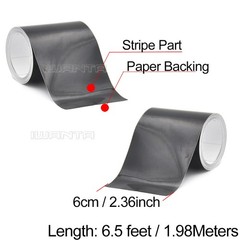 2x 6cm x 198cm DIY Black Racing Stripes Car Hood Vinyl Line Sticker Body Decals