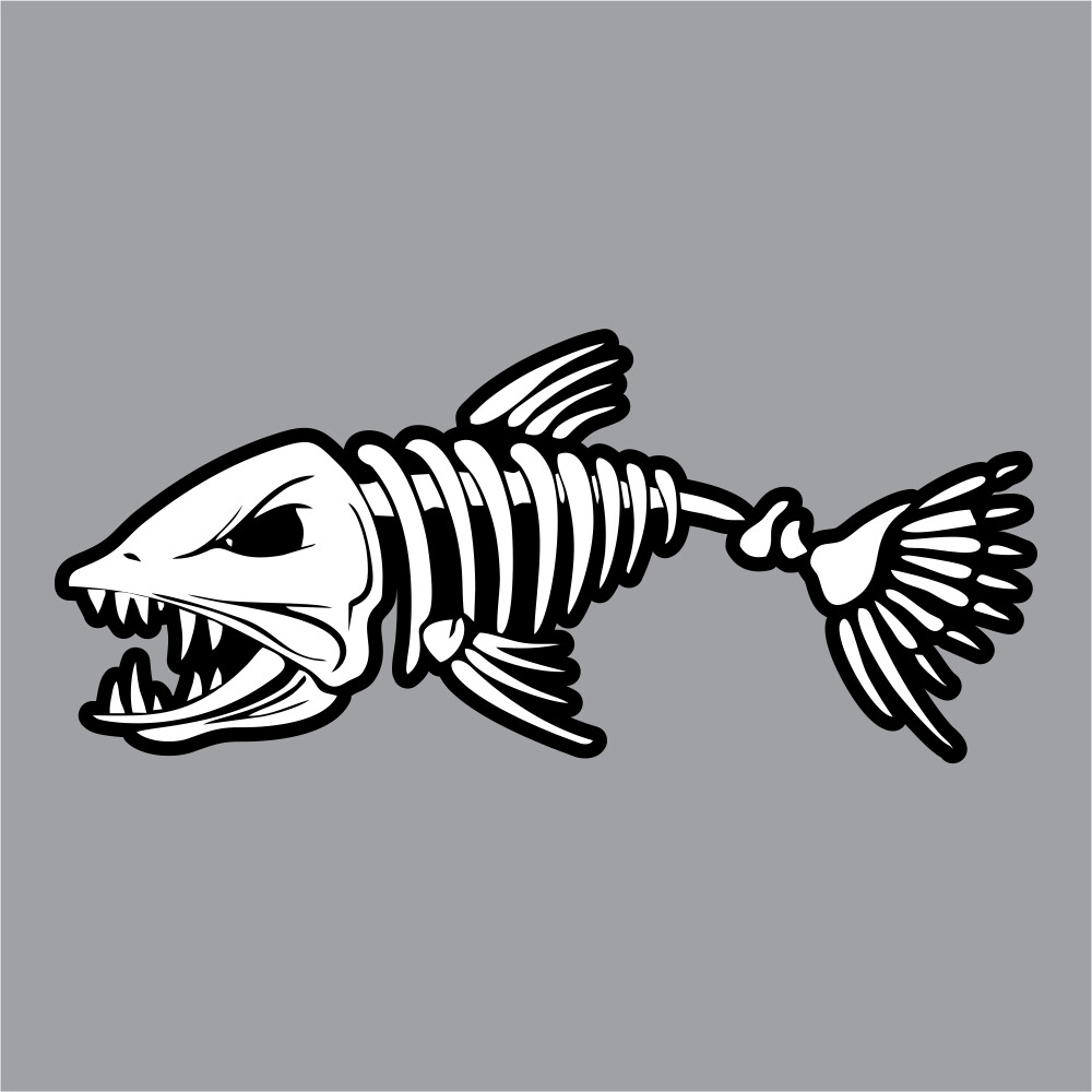 700-202 Skeleton Bonefish LEFT FACING Carpet Graphic Decal Sticker for Bass Boat