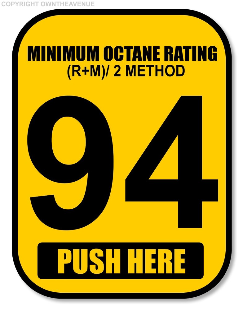 94 Octane Gas Pump Button Label Vinyl Sticker Gasoline Petrol Decal 2×2.5 Inch