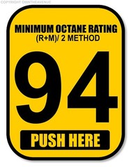 94 Octane Gas Pump Button Label Vinyl Sticker Gasoline Petrol Decal 2×2.5 Inch