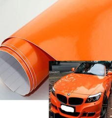 Whole Car Wrap 50FT x 5FT Glossy Vinyl High Gloss Film Sticker Orange Air Free