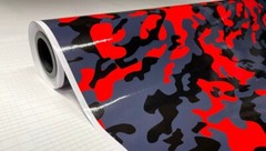Red Black Gray Glossy Camouflage Vinyl Car Wrap Sheet +Free Tools (2 feet & up )