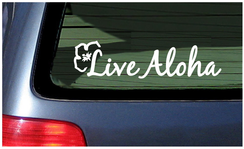 Live Aloha Hibiscus Flower Hawaii Vinyl Decal Sticker Hawaiian Style Island Fun