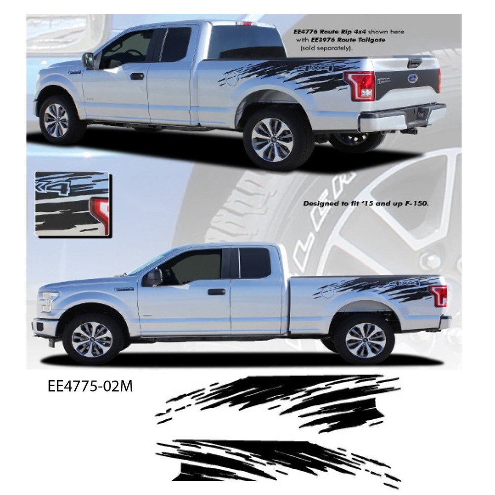 “Route Rip” Ford F-150 2015+ Vinyl Graphics Kit – Gloss Black