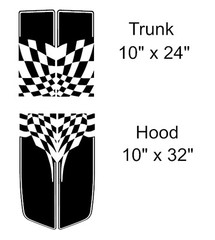 New 10″ Double CHECKERED Rally RACING STRIPES vinyl Decal (Fits Challenger)