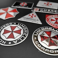 Car Aluminum Rear Trunk Badge Body Emblem Umbrella Decal Resident Evil Sticker