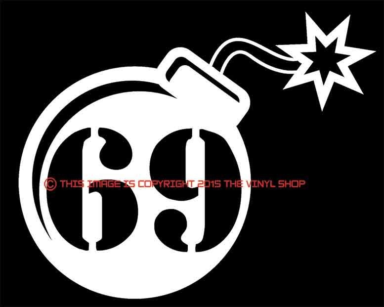 “F-Bomb 69” Round Bomb style, hot rodder and street outlaw in you decal sticker