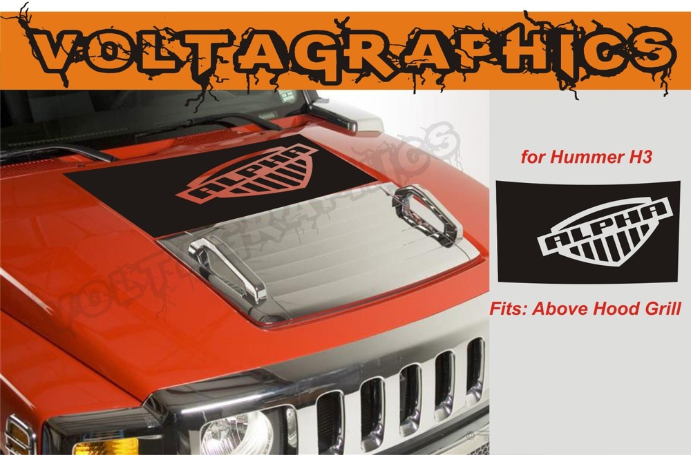 Vinyl Hood decal Alpha Blackout insert compatible with Hummer H3