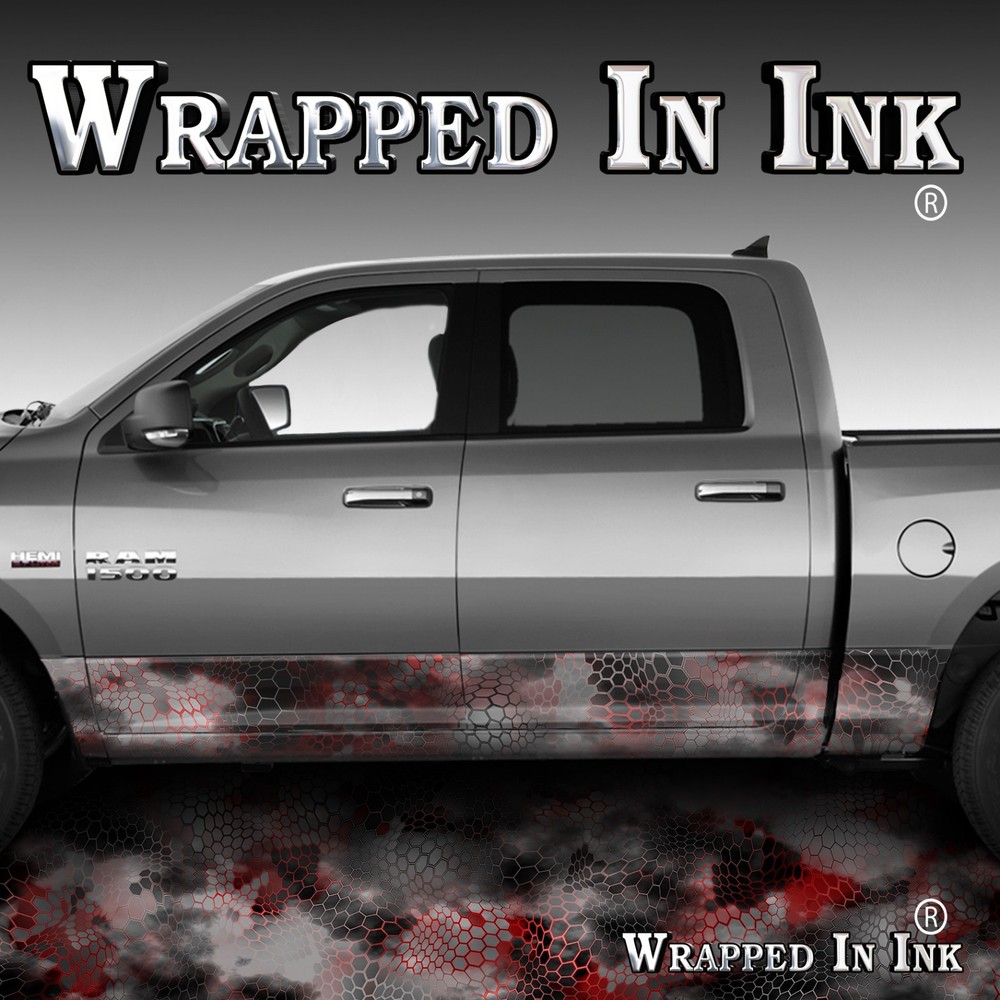 Camo Rocker Panel Wrap Chameleon Red Camo Truck Side Decals – Camouflage A50RP#2
