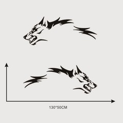 2Pcs Wolf Fashion Car Stickers Door Side Vinyl Decals 130cm*45cm Universal Black