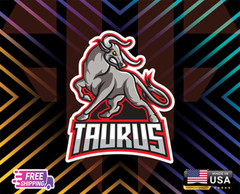 TAURUS FURY ANIMAL STICKER.CAR, WINDOWN,LAPTOP,ETC LAMINATED 6YEARS+FREESTICKER