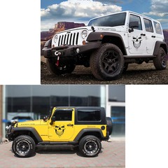2pcs Black Skull Vinyl Side Door Tailgate Decal Sticker For Jeep Wrangler JK