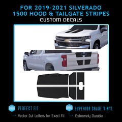 For 2019-2021 Silverado 1500 Hood Tailgate Stripe Graphic Decal Flat Matte Vinyl