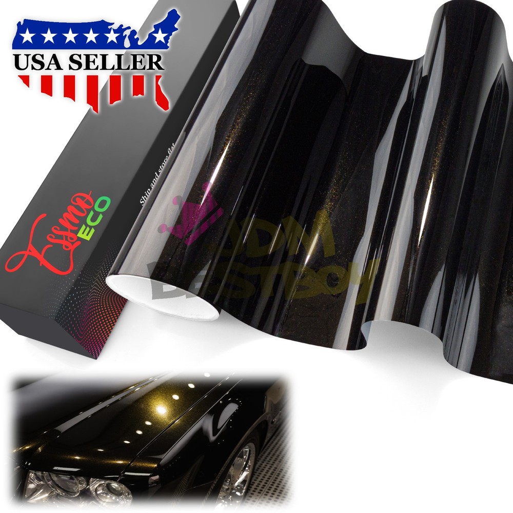 4″x8″ Sample PPF Black Gold Metallic Gloss Vinyl Paint Protection Film Scratch