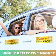 3-Pack Student Driver Magnetic Stickers – Weatherproof & Reflective Safety Signs
