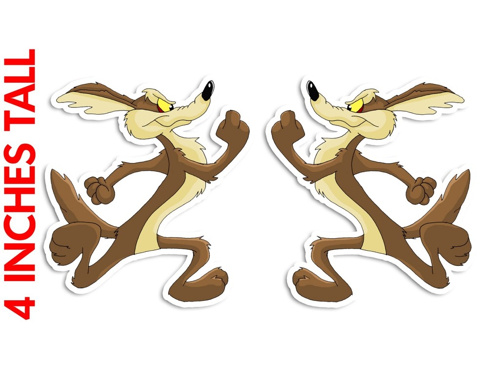 4 inch SET left & right WILE E. COYOTE FUNNY GASSER RAT ROD HOT ROD DECAL