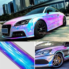 Magic Rainbow Chameleon Mirror Car Glossy Chrome Vinyl Wrap Sticker Air Free US