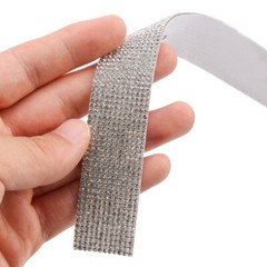 90cm Silver White Rhinestone Diamond Crystal Bling Decor Sticker Car Accessories