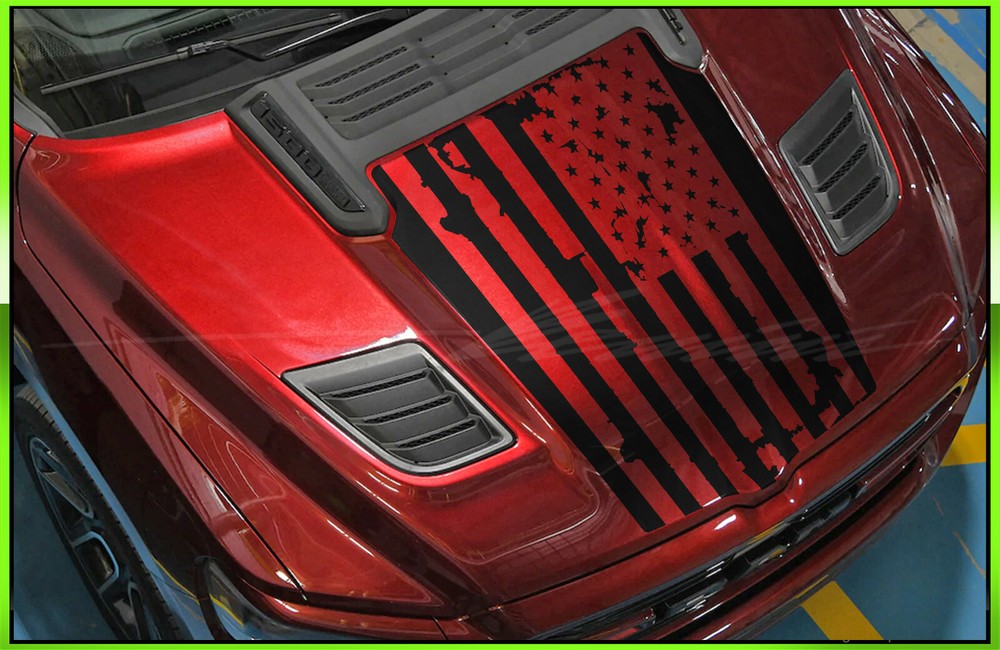 Hood Blackout Racing Stripes 5 American Flag Fits – 2019 and up Ram 1500