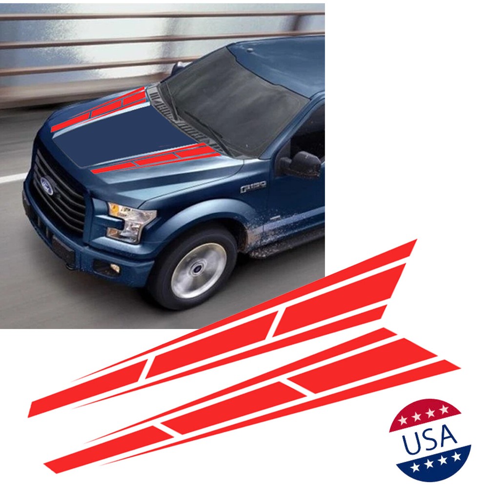 2Pcs 4.5” x 31” Red Vinyl Car Hood Graphic Decals Racing Sport Stripe Sticker