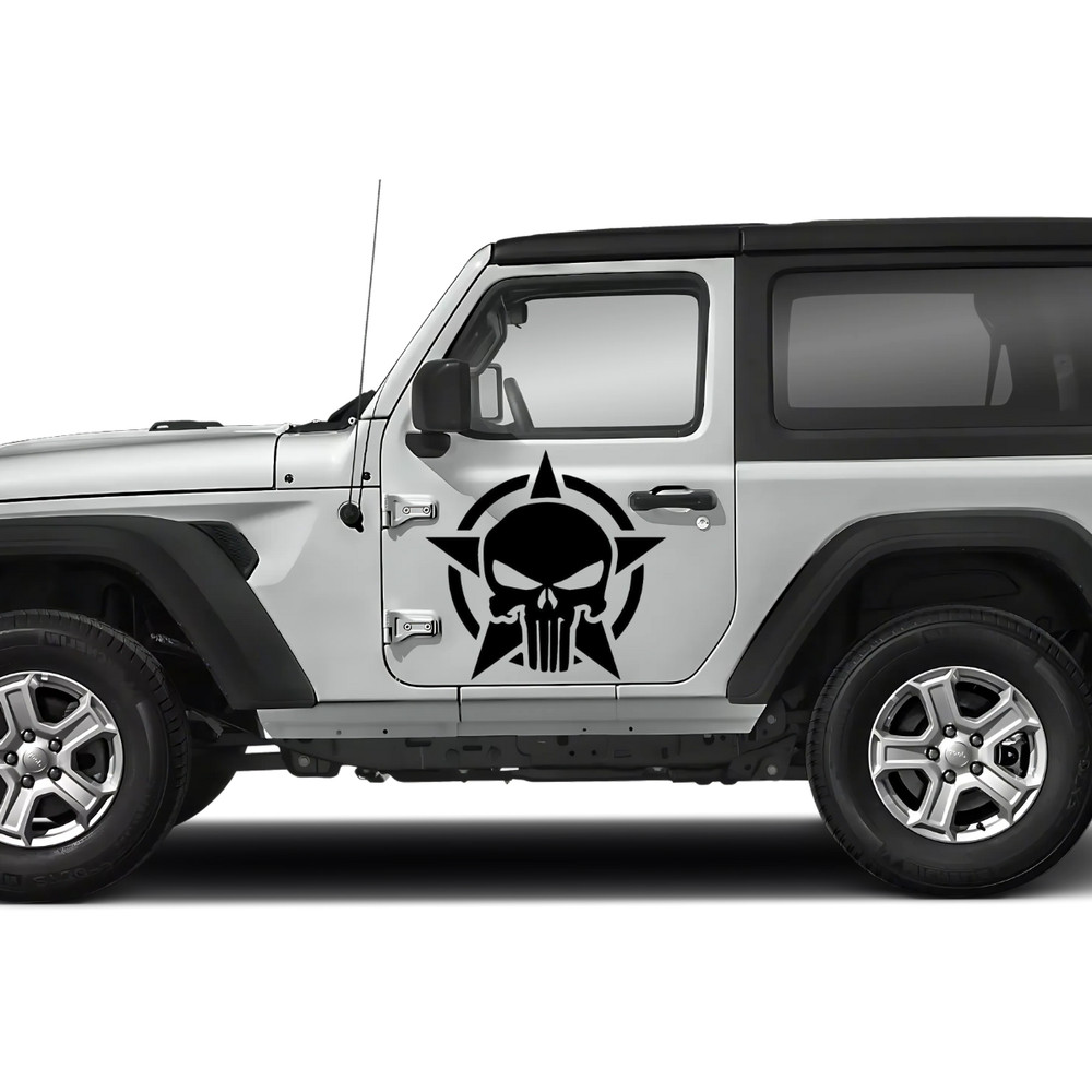 Punisher Skull Decal Sticker Compatible With: Jeep Wrangler Rubicon Gladiator