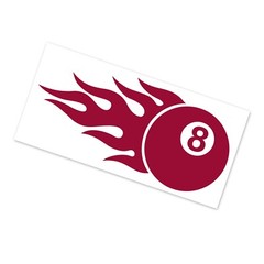 Flaming 8 Ball Decal, Lucky Fire Eight Pool Laptop Sticker / 3″h x 6.50″w – #511